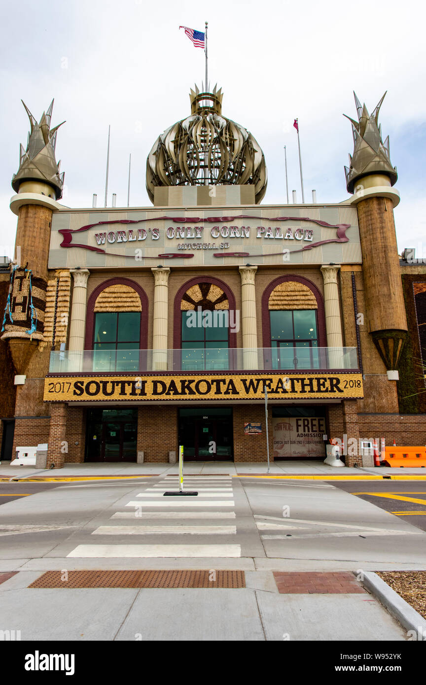 Main entrance at the world's only corn palace, located in Mitchell South Dakota Stock Photo