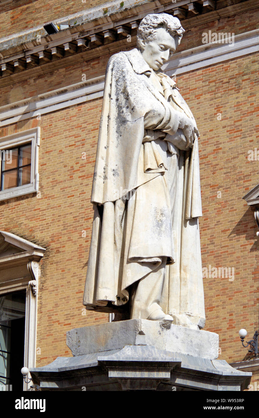 Statue of Giacomo Leopardi, in the small city of Recanati, Italy ...