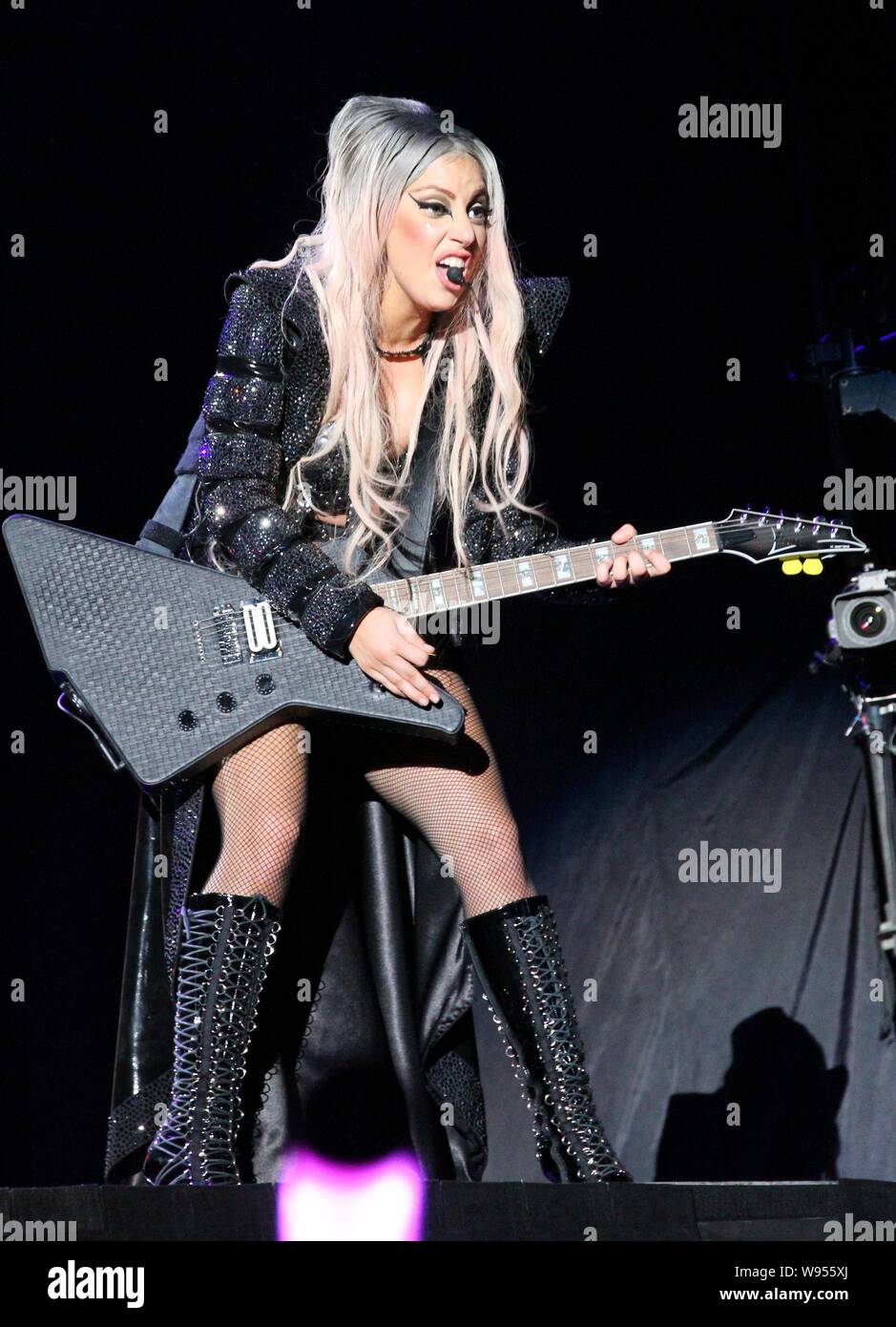 US pop star Lady Gaga performs during her Born This Way Ball Asia tour  concert in Taipei, Taiwan, 18 May 2012. Lady Gaga fired up the audience at  he Stock Photo - Alamy