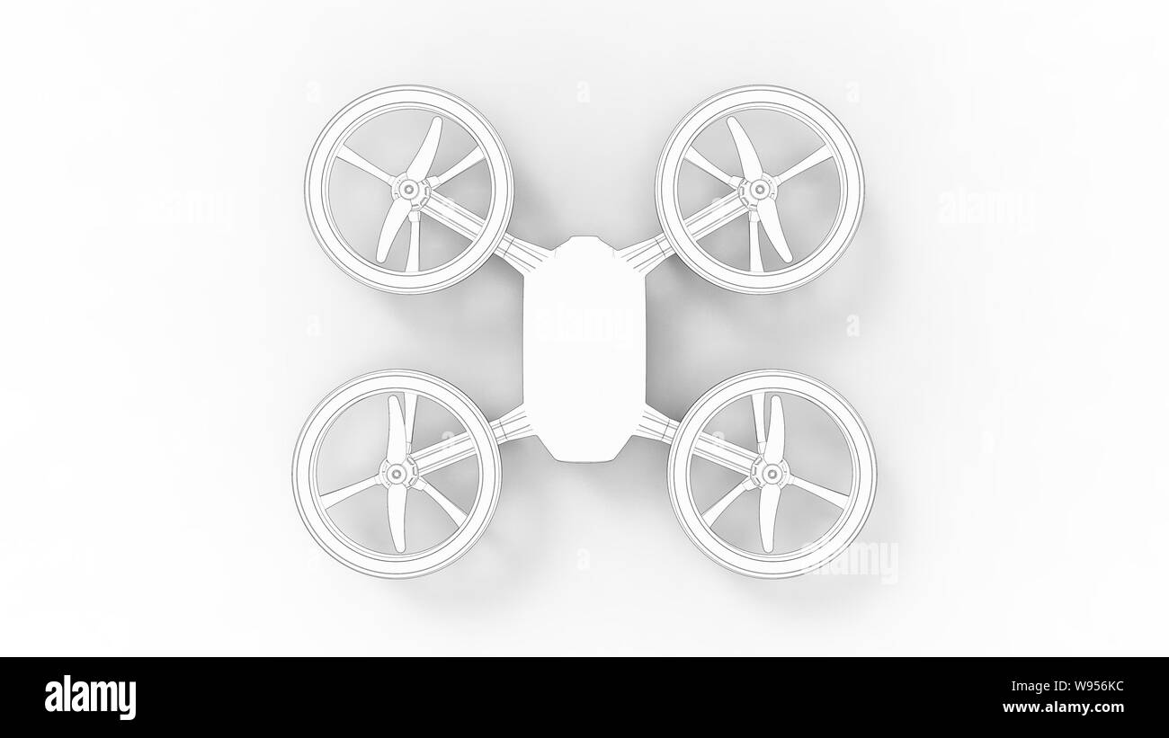 Drone 3d rendering sketch isolated in white studio background Stock Photo