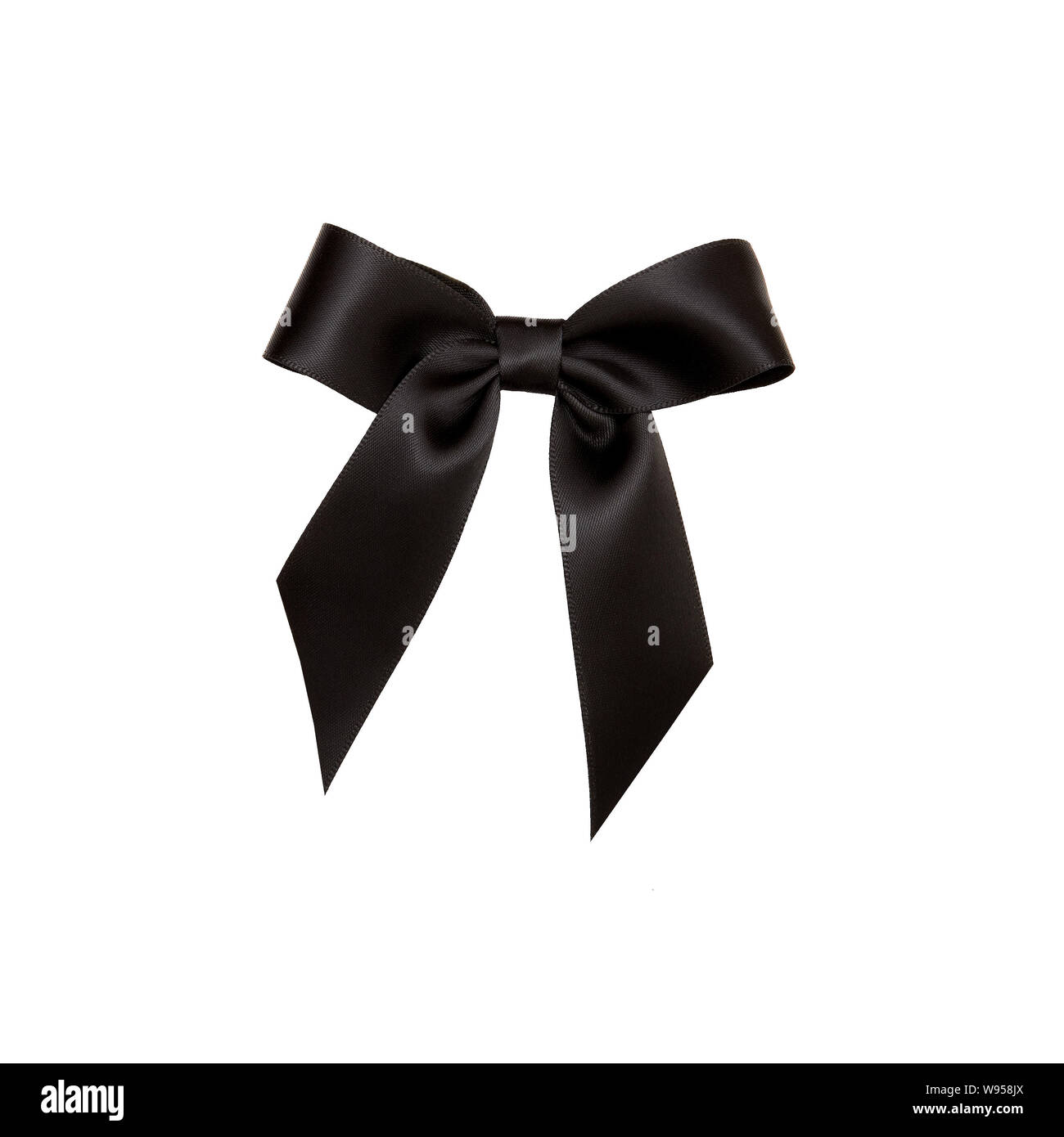 Black Silk Ribbon and Bow isolated on the white background Stock Photo