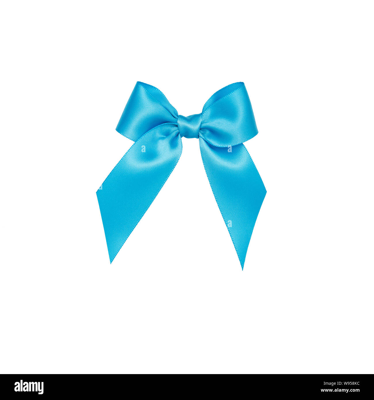 Baby blue ribbon bow cut out, isolated on white background Stock Photo -  Alamy