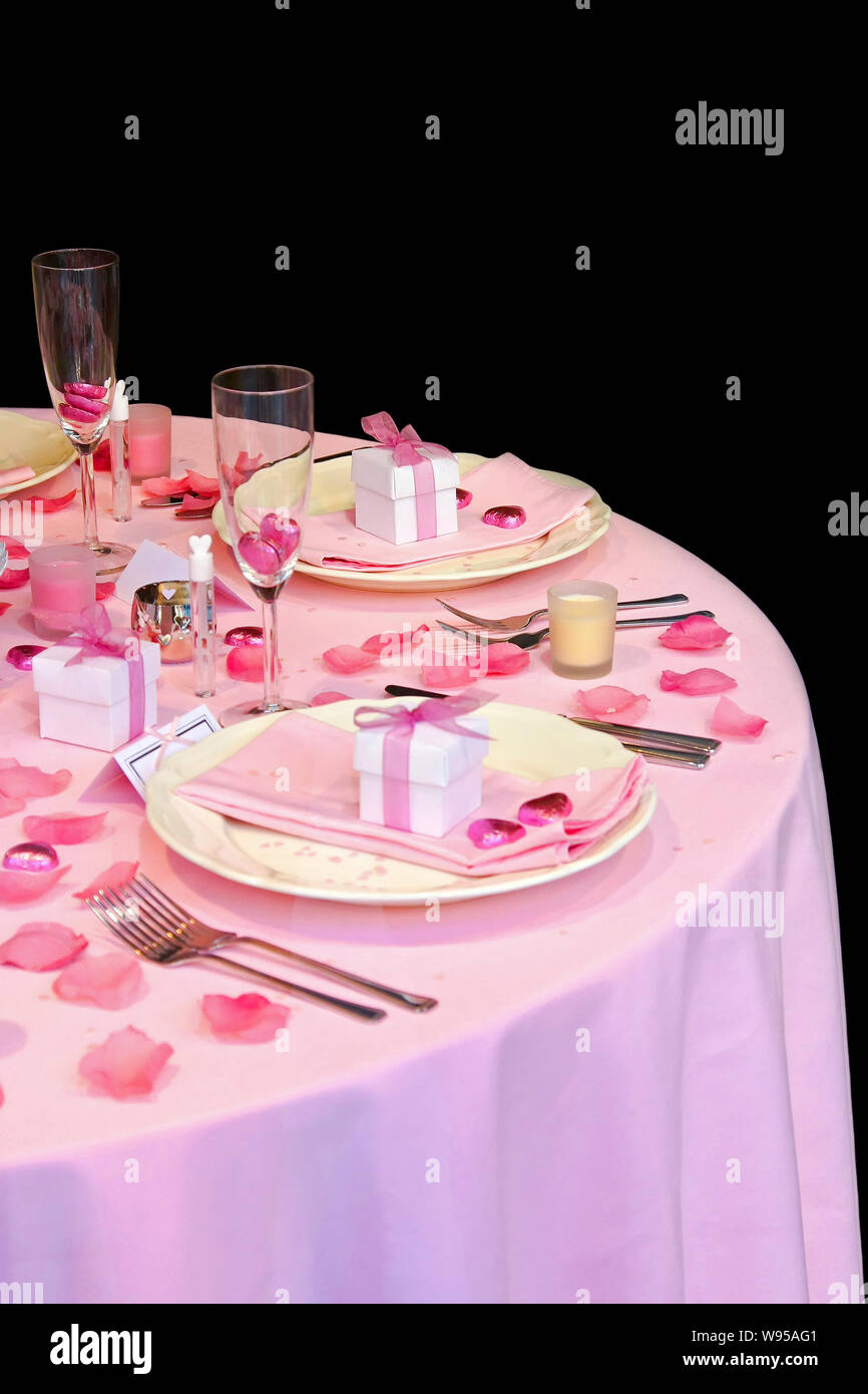 Detail of a romantic wedding table setting Stock Photo Alamy