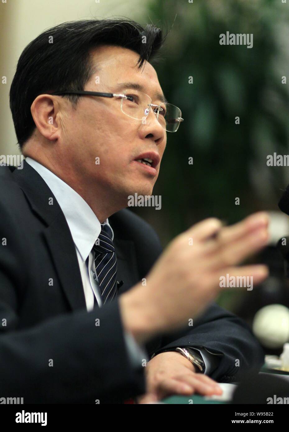 Liang Wengen, Chairman of Sany Group, answers a question at an