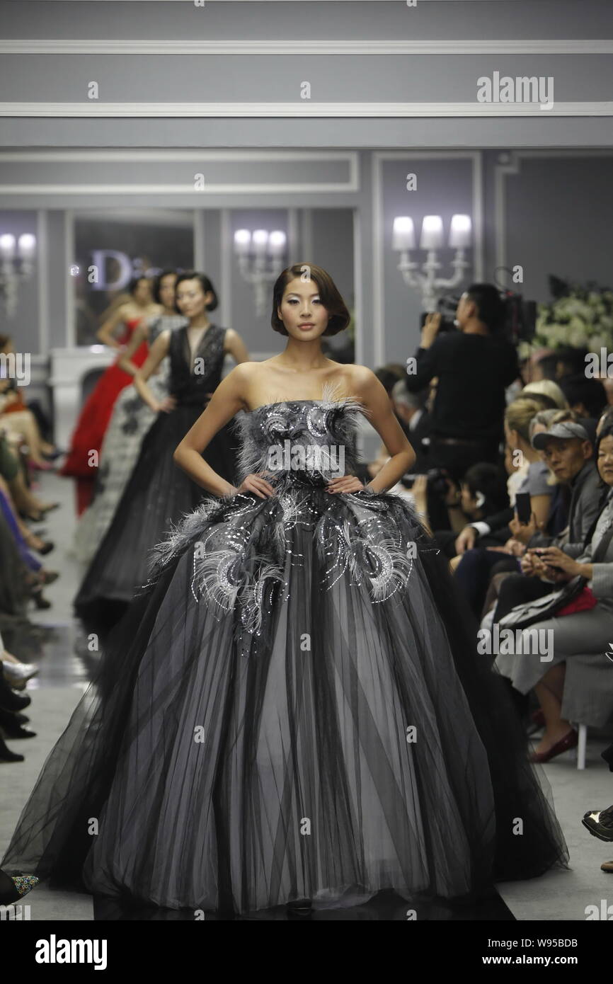 Models display the new collections during the Christian Dior Spring Summer 2012 Paris Haute Couture fashion show at Roosevelt Wine Cellar Lounge Res Stock Photo Alamy