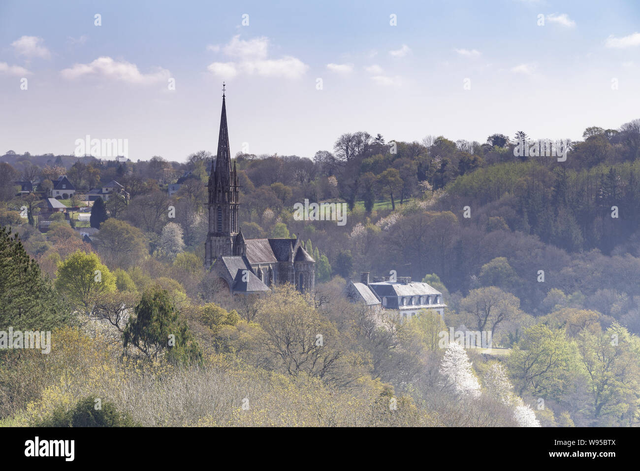 The small town of chateauneuf du faou in Brittany, France. Stock Photo