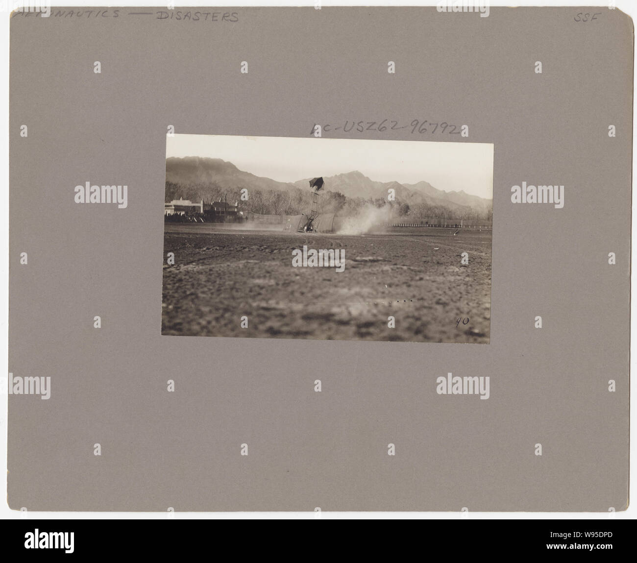 Airplane, just after crash, with tail in air, El Paso, Texas Stock Photo Alamy