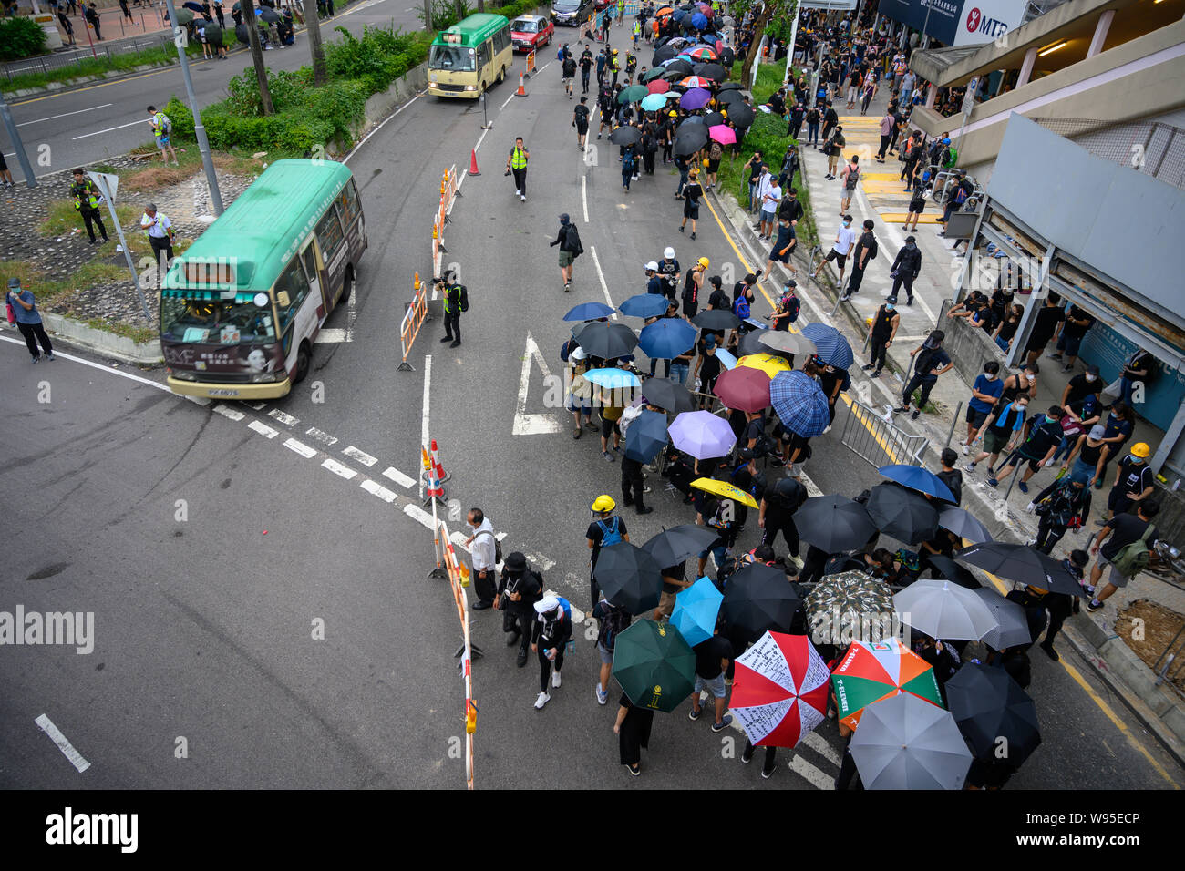 Hong Kong - Aug 10, 2019: August 10 Hong Kong flashmob style protest against Extradition Law all over Hong Kong. Stock Photo