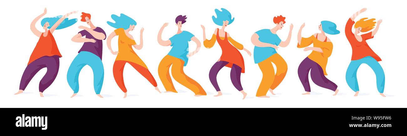 5 Rhythms dancing. Dancing people. Men and woman dancing Stock Vector ...