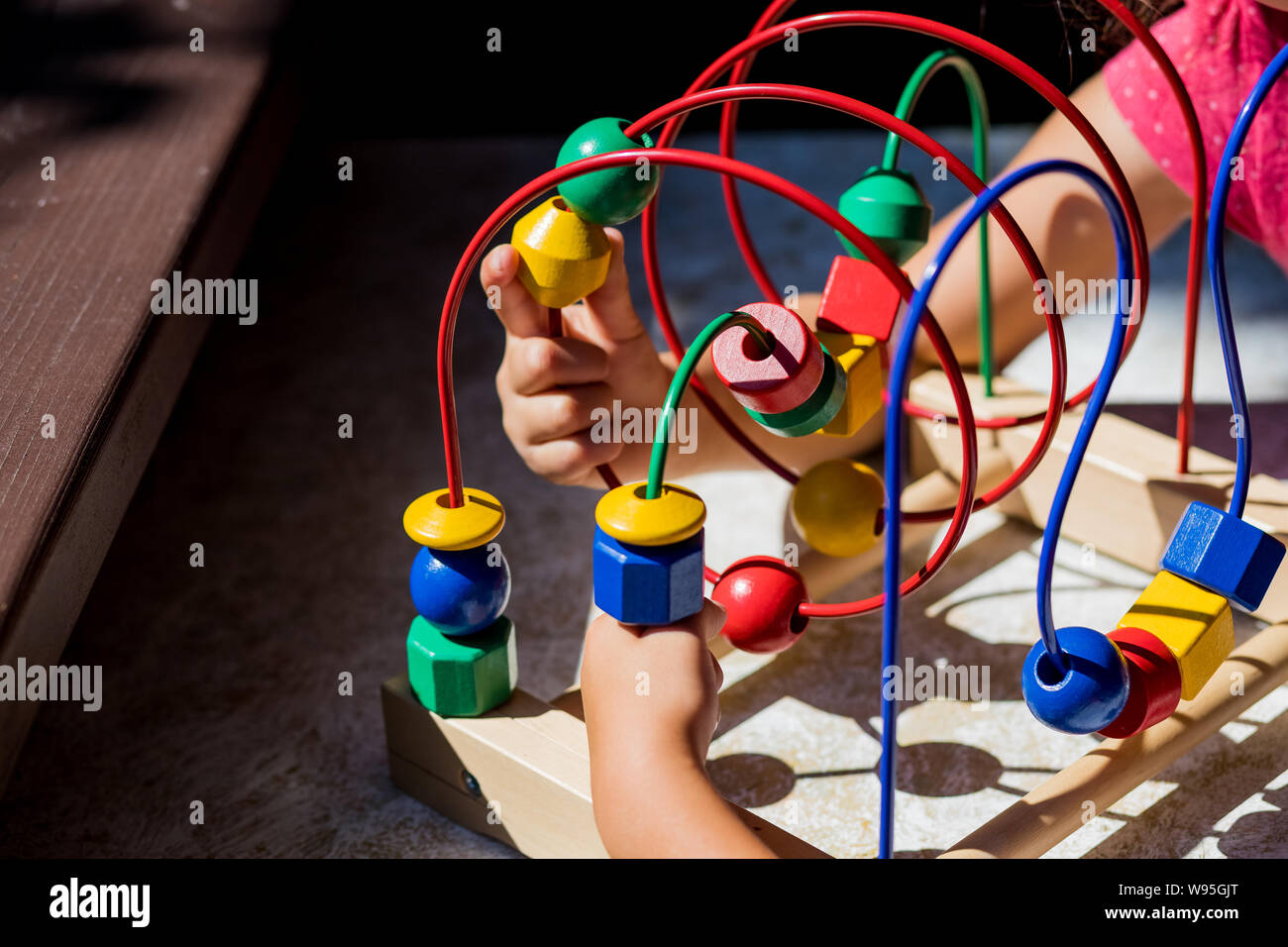 Kids Toddler Children Child Baby Wooden Educational Beads Wire Maze Outdoor Toys