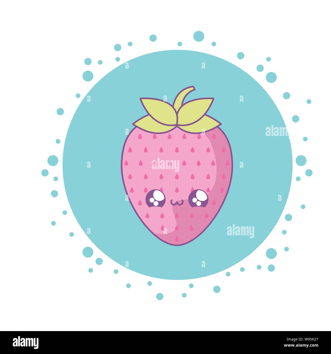 cute fresh strawberry fruit kawaii style vector illustration design ...