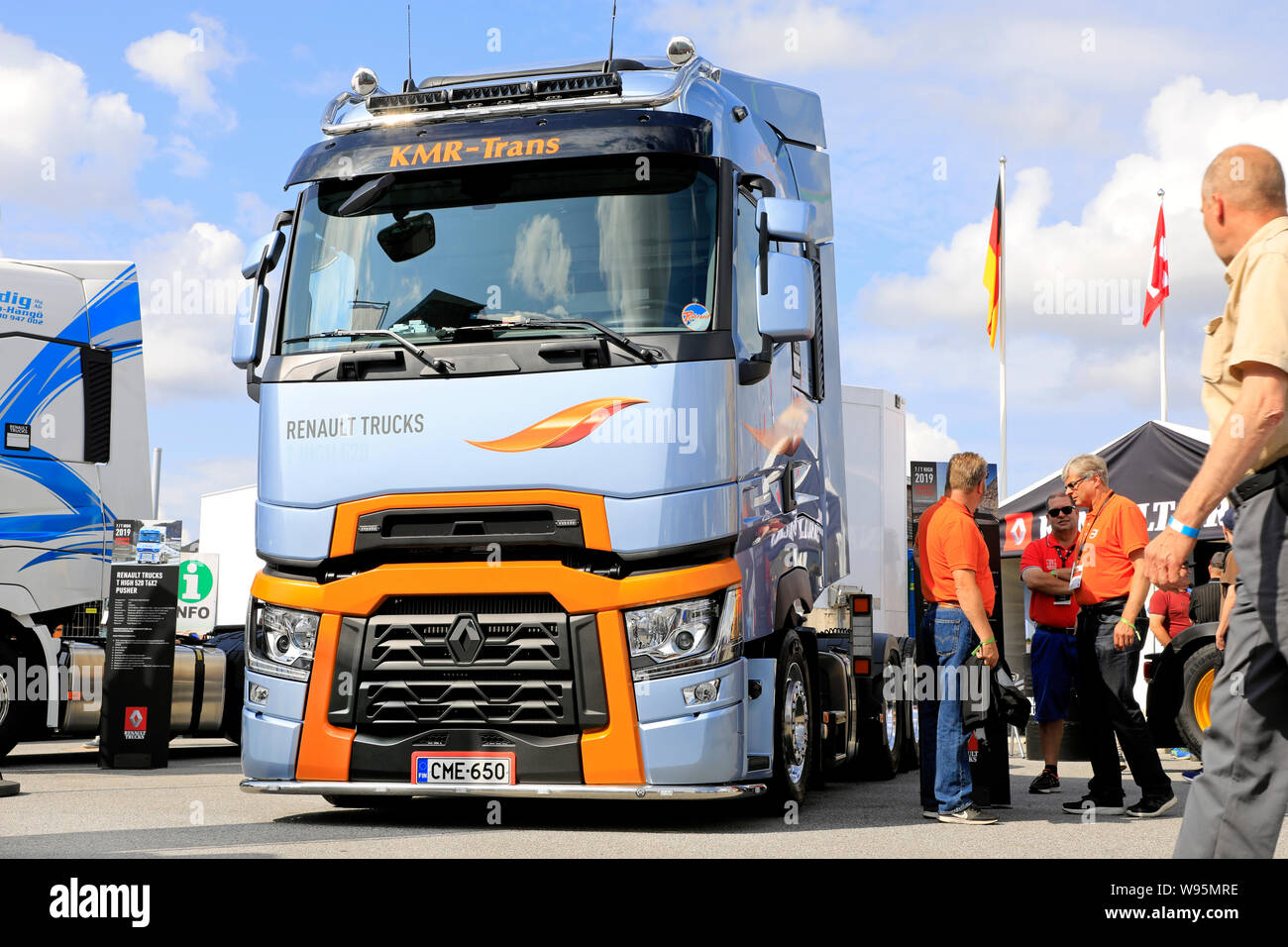 Alaharma, Finland. August 9, 2019. Renault Trucks T 520 High 6X2 tractor  unit of AB KMR-Trans Oy on Renault Trucks stand on Power Truck Show 2019  Stock Photo - Alamy