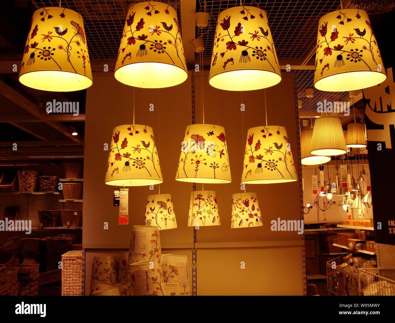 Lamps are pictured in an IKEA store in Beijing, China, 27 March 2012.  Swedish furniture chain IKEA has announced a recall of over 20,000 Strala  lamp Stock Photo - Alamy