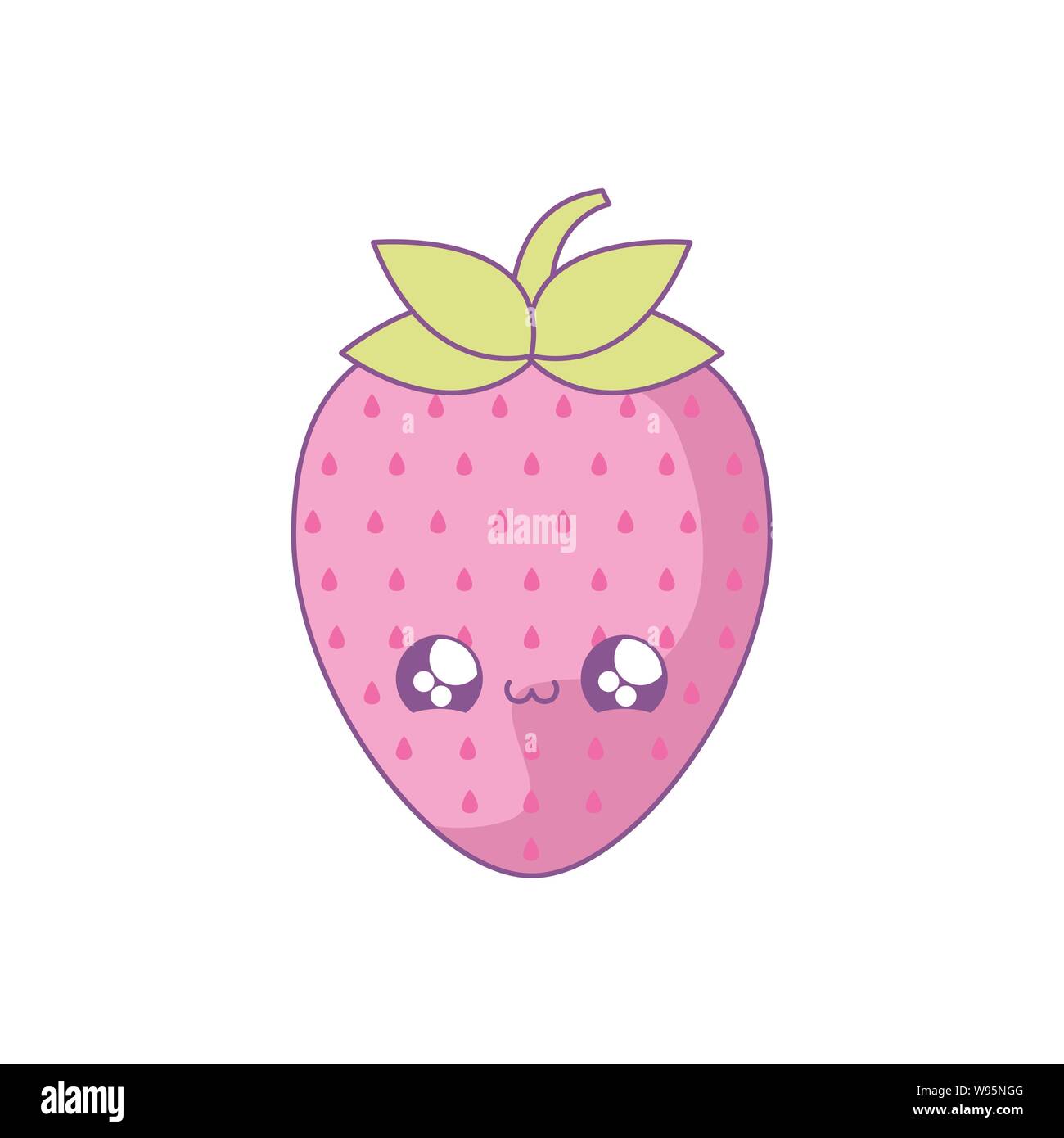 cute fresh strawberry fruit kawaii style vector illustration design ...