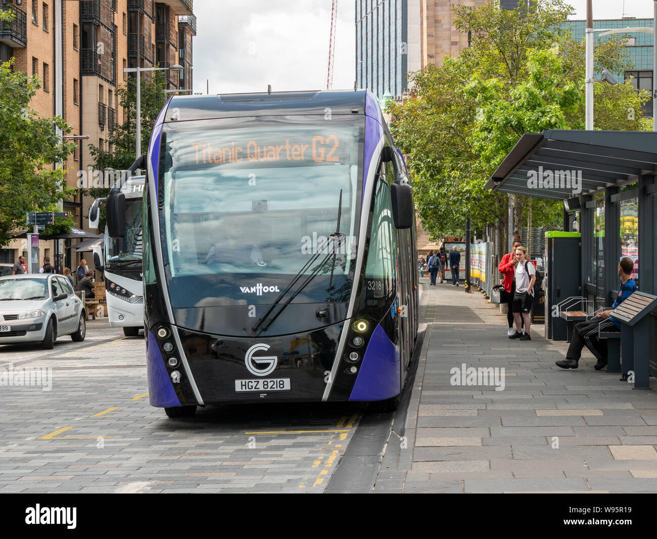Glider Bus, Queen’s Square, Belfast, Northern Ireland Stock Photo Alamy