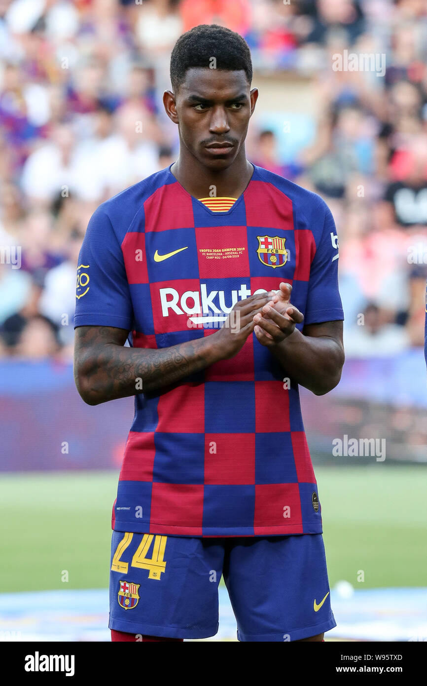 August 4, 2019, Barcelona, Spain: Junior Firpo of FC Barcelona during the Joan Gamper Trophy 2019, football match between FC Barcelona and Arsenal FC on August 04, 2019 at Camp Nou stadium in Barcelona, Spain. (Credit Image: © Manuel Blondeau via ZUMA Wire) Stock Photo