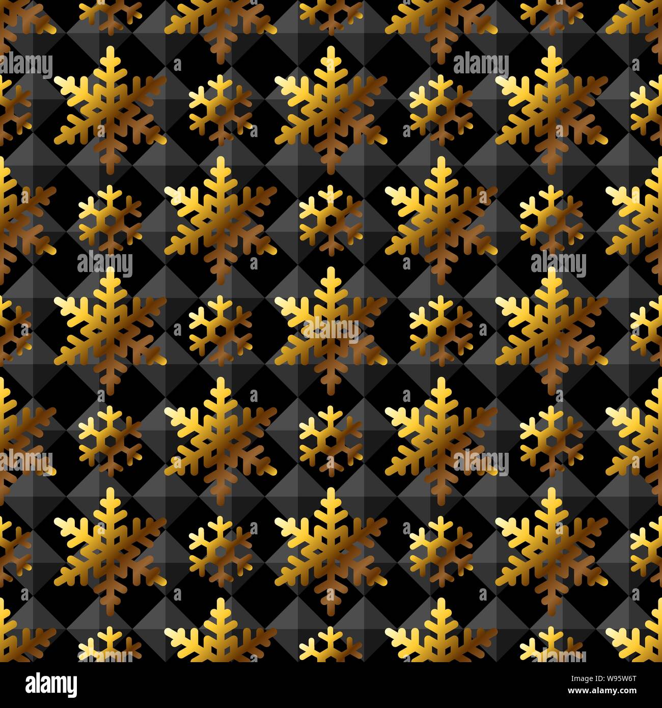 Golden snowflakes on black papper seamless pattern texture background ...