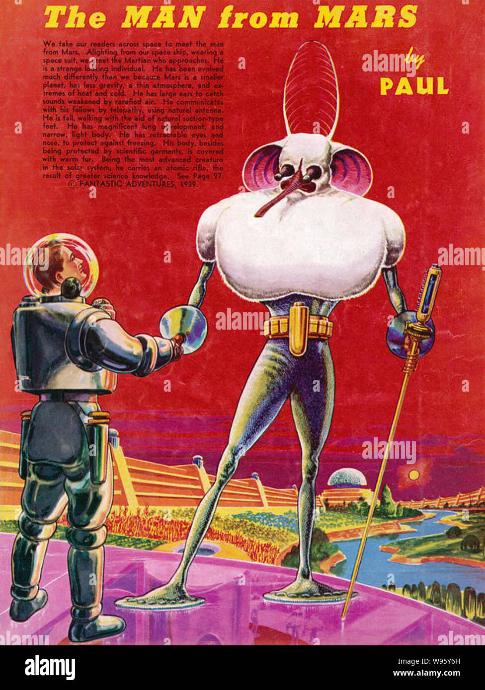 FANTASTIC ADVENTURE S. A 1939 edition of the American with a sci-fi magazine with a story about Martians Stock Photo