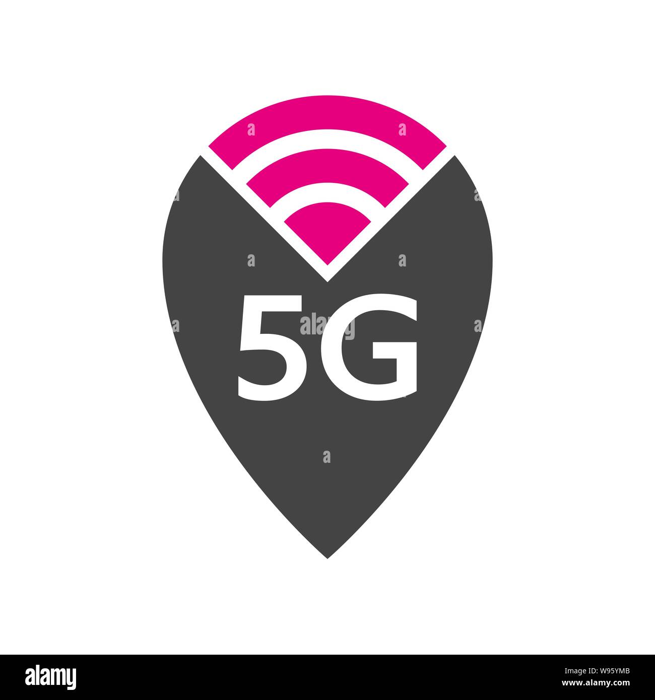 Vector technology icon network sign 5G. Illustration mobile internet 5g sign in flat style. Location 5G point. EPS 10. Stock Vector