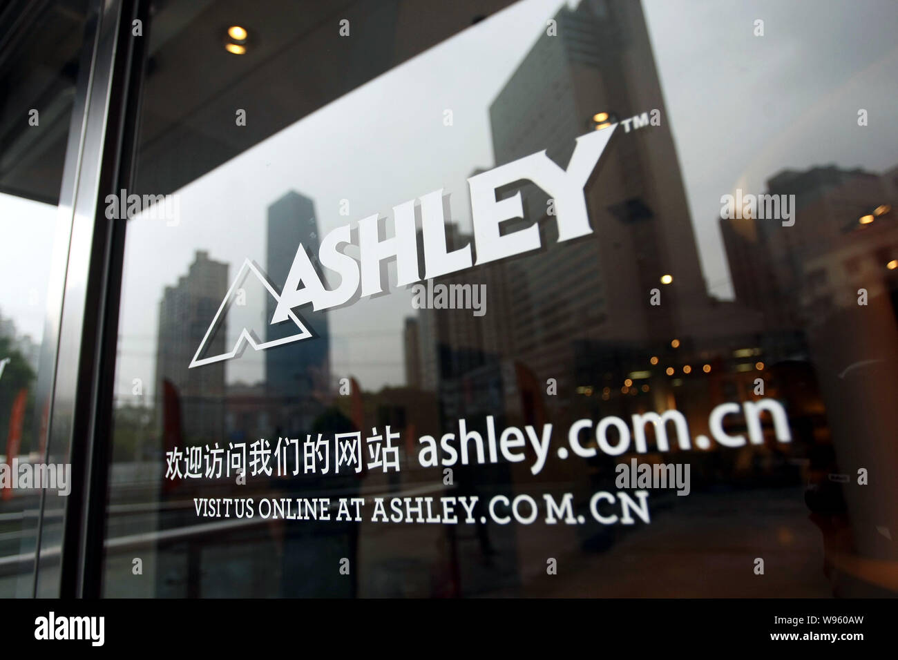 The Signage Of Ashley Is Seen On A Window At The Ashley Home