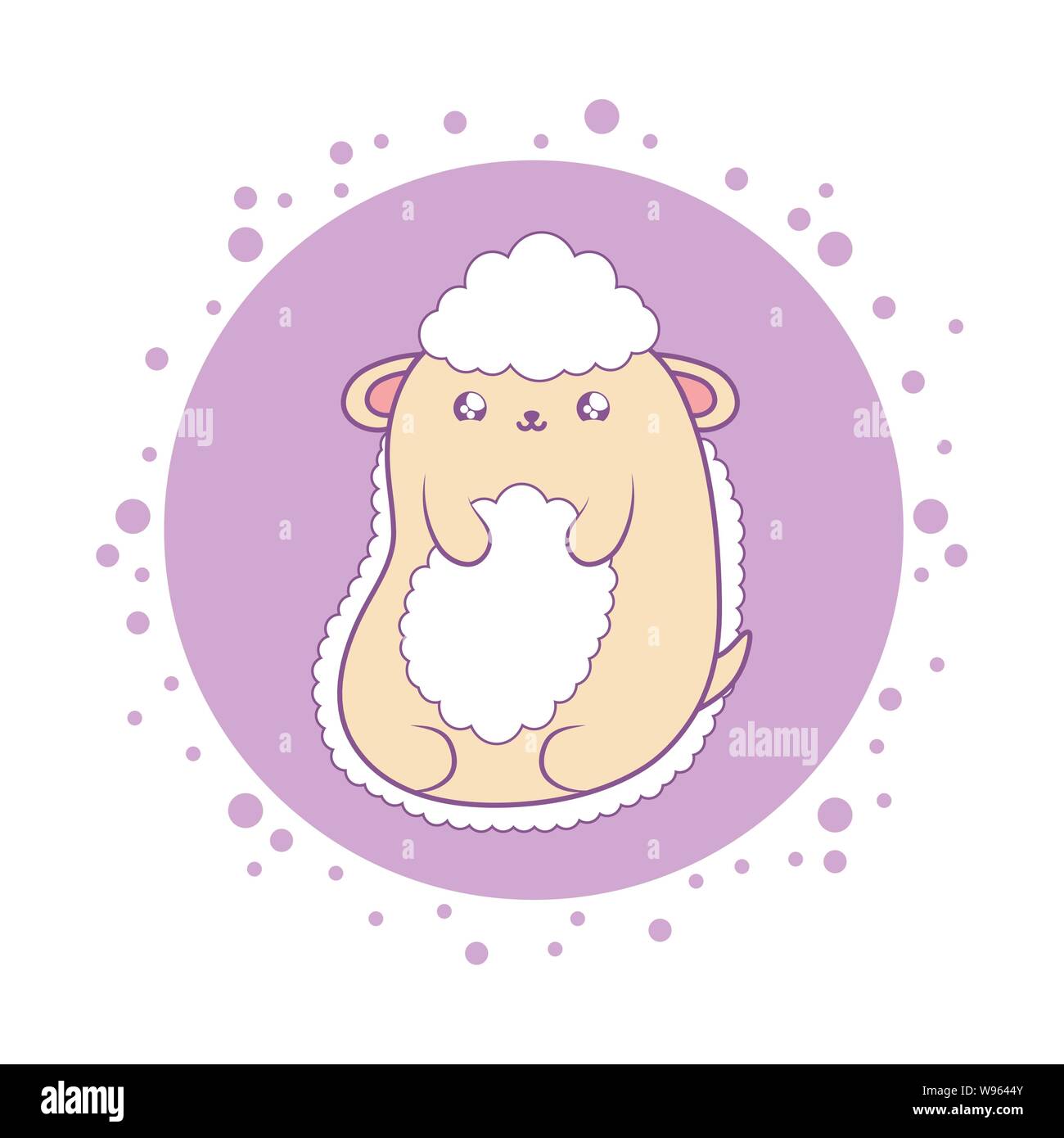 cute sheep baby animal kawaii style vector illustration design Stock ...