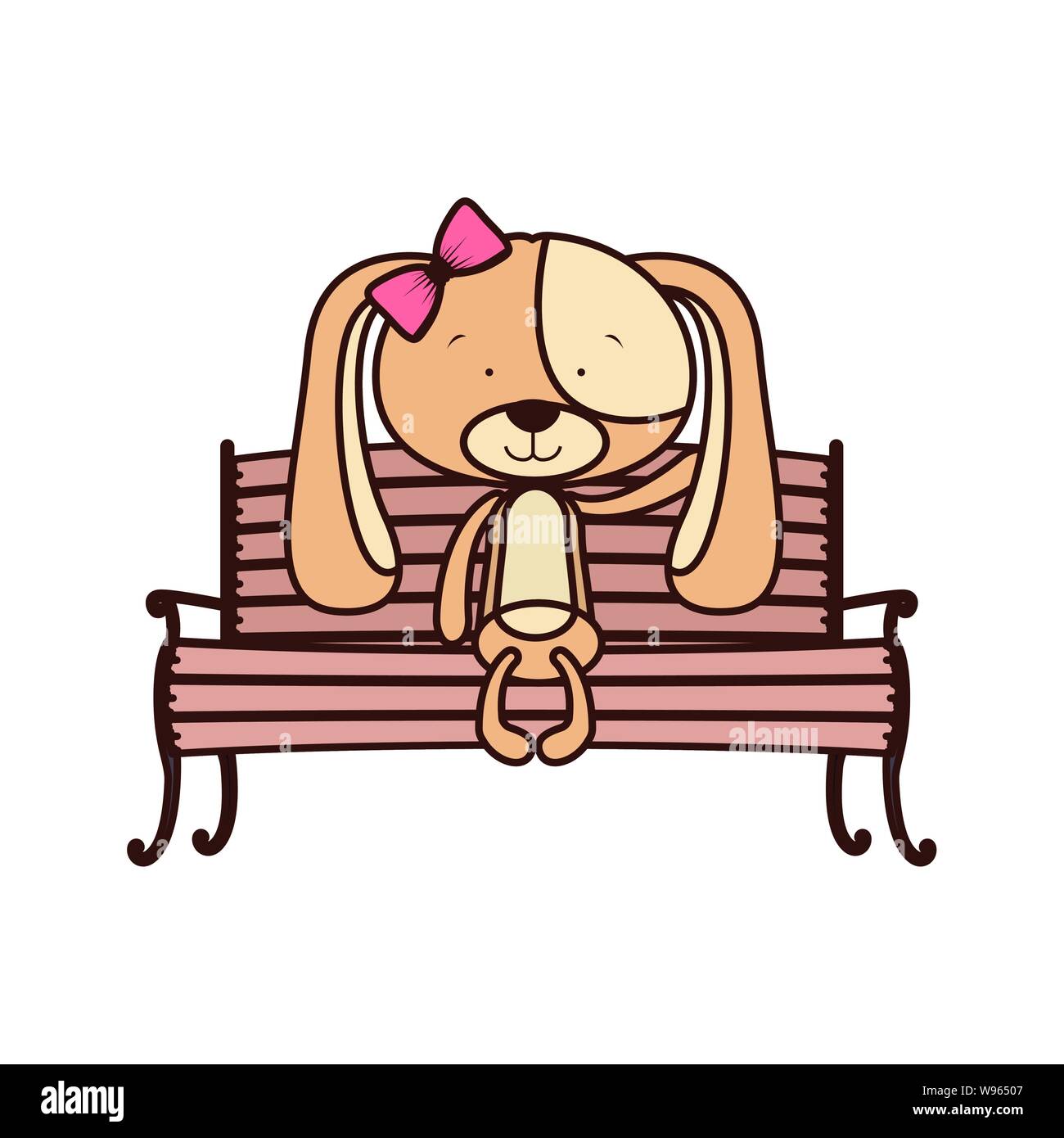 cute dog sitting on park chair Stock Vector Image & Art - Alamy
