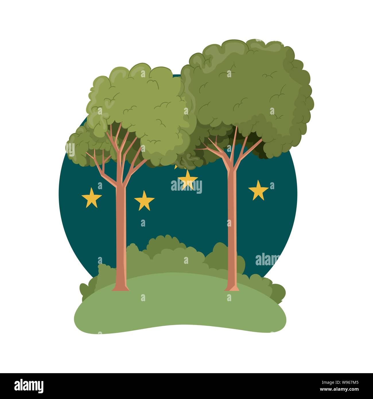 landscape with trees and plants isolated icon Stock Vector Image & Art ...