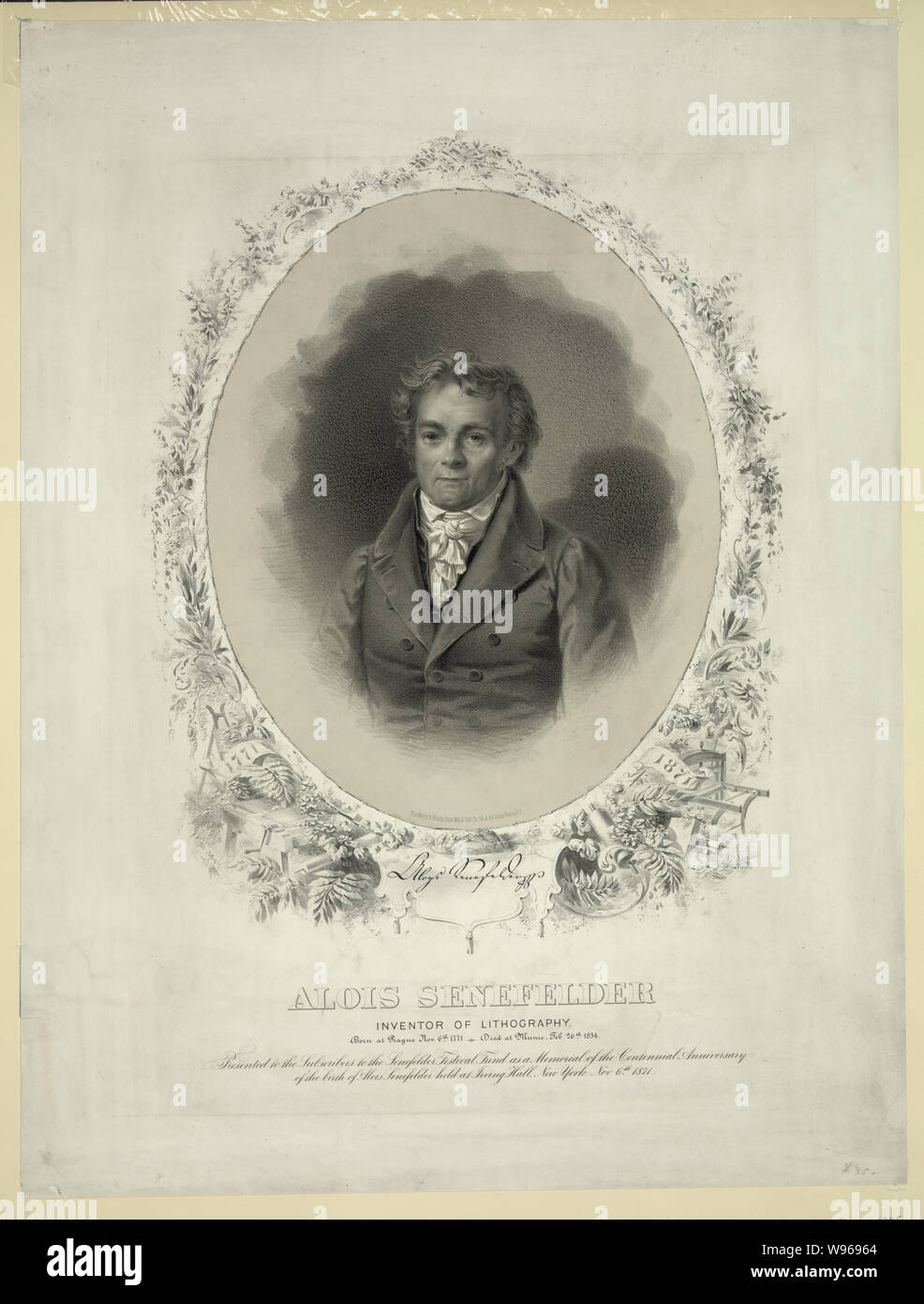 Alois Senefelder inventor of lithography Stock Photo