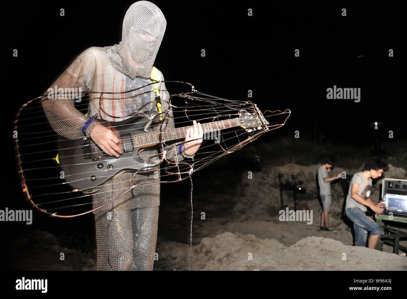 Band Use A Telsa Coil Transformer To Create The Lightning Effect As They Perform In Fuzhou East Chinas Fujian Province 13 August 2012 You Think T Stock Photo Alamy