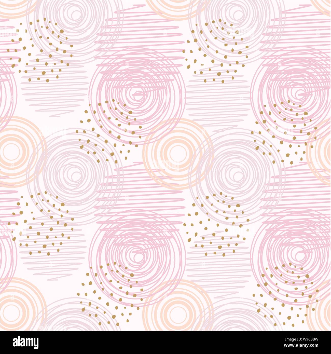 vector seamless background pattern with abstract geometric elements. seamless texture design with circles, thin lines and dots. modern pattern for fab Stock Vector