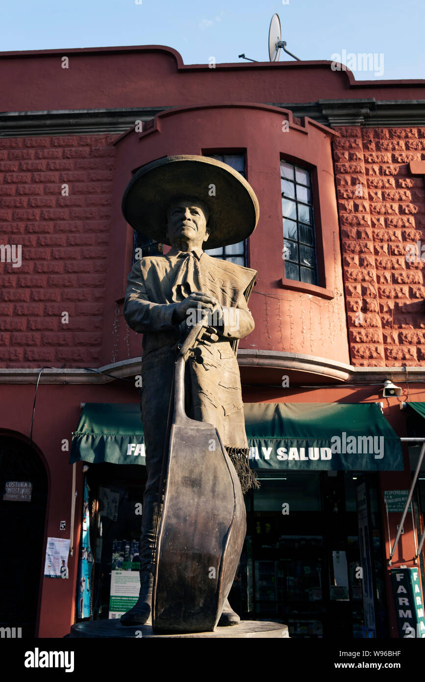 Mariachi statue. Honduras Street, Garibaldi Square (Plaza Garibaldi), Mexico City, CDMX, Mexico. Jun 2019 Stock Photo