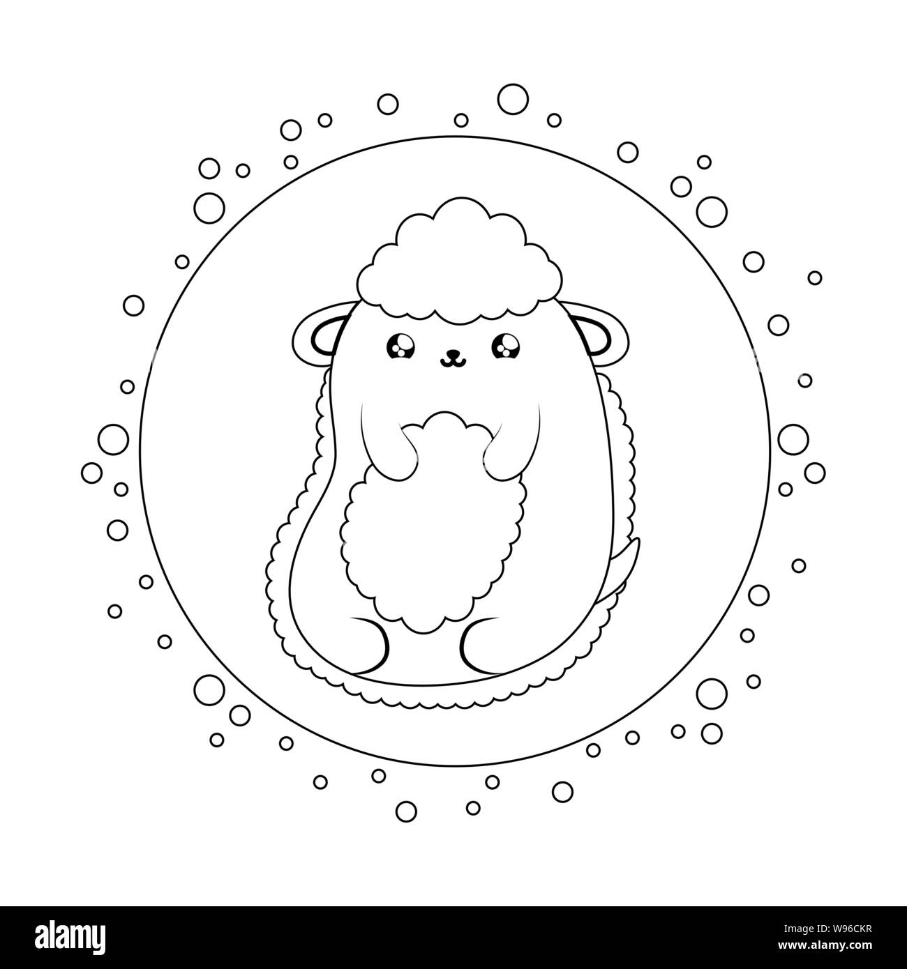 cute sheep baby animal kawaii style vector illustration design Stock ...