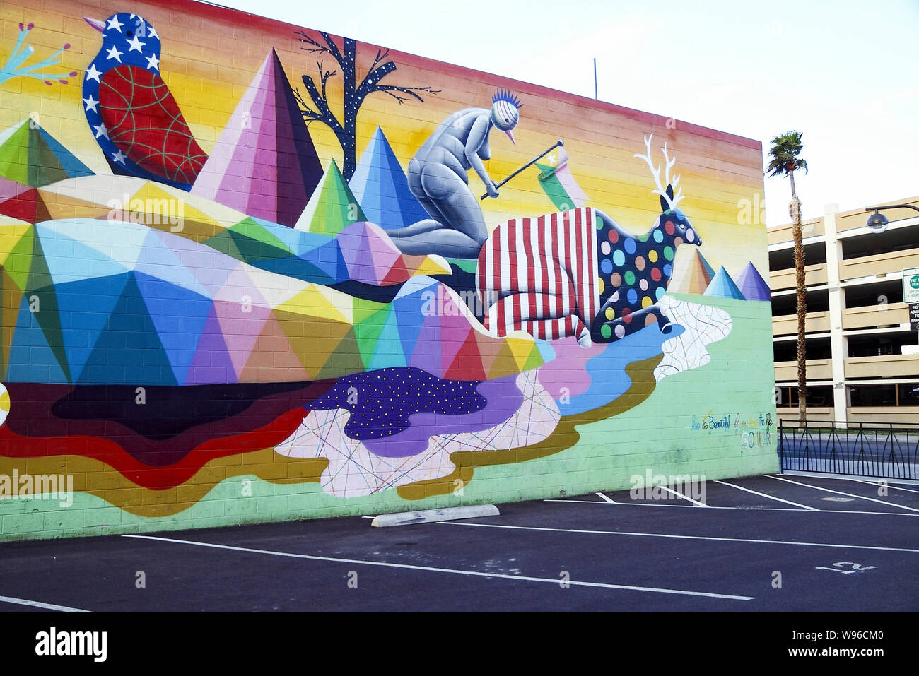 Colorful huge graffiti imaginative design in downtown Las Vegas