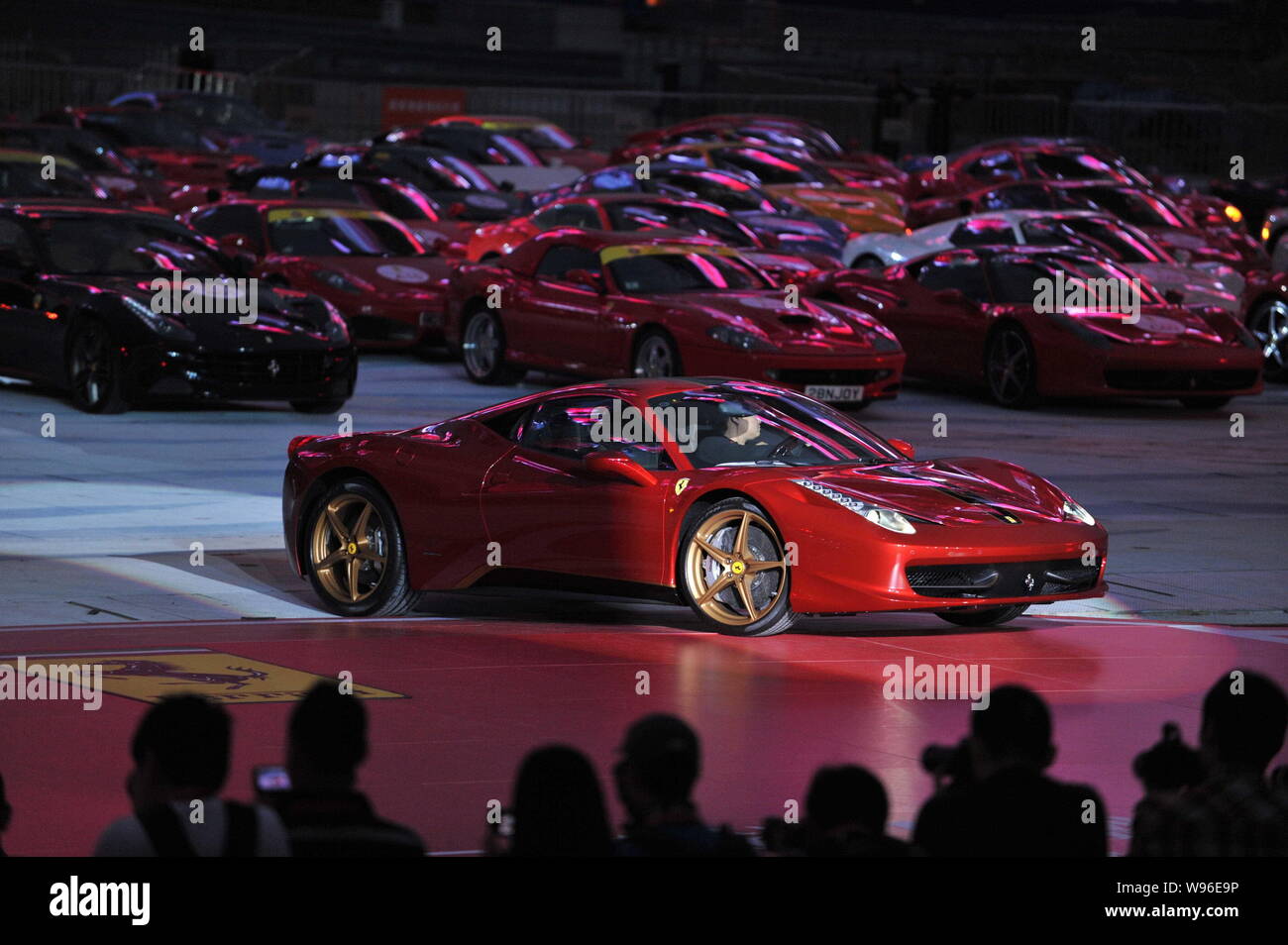 Ferrari Sports Cars Are Lined Up During A Gala To Celebrate The th Anniversary Of Ferraris Presence In China In Guangzhou City South Chinas Guangd Stock Photo Alamy