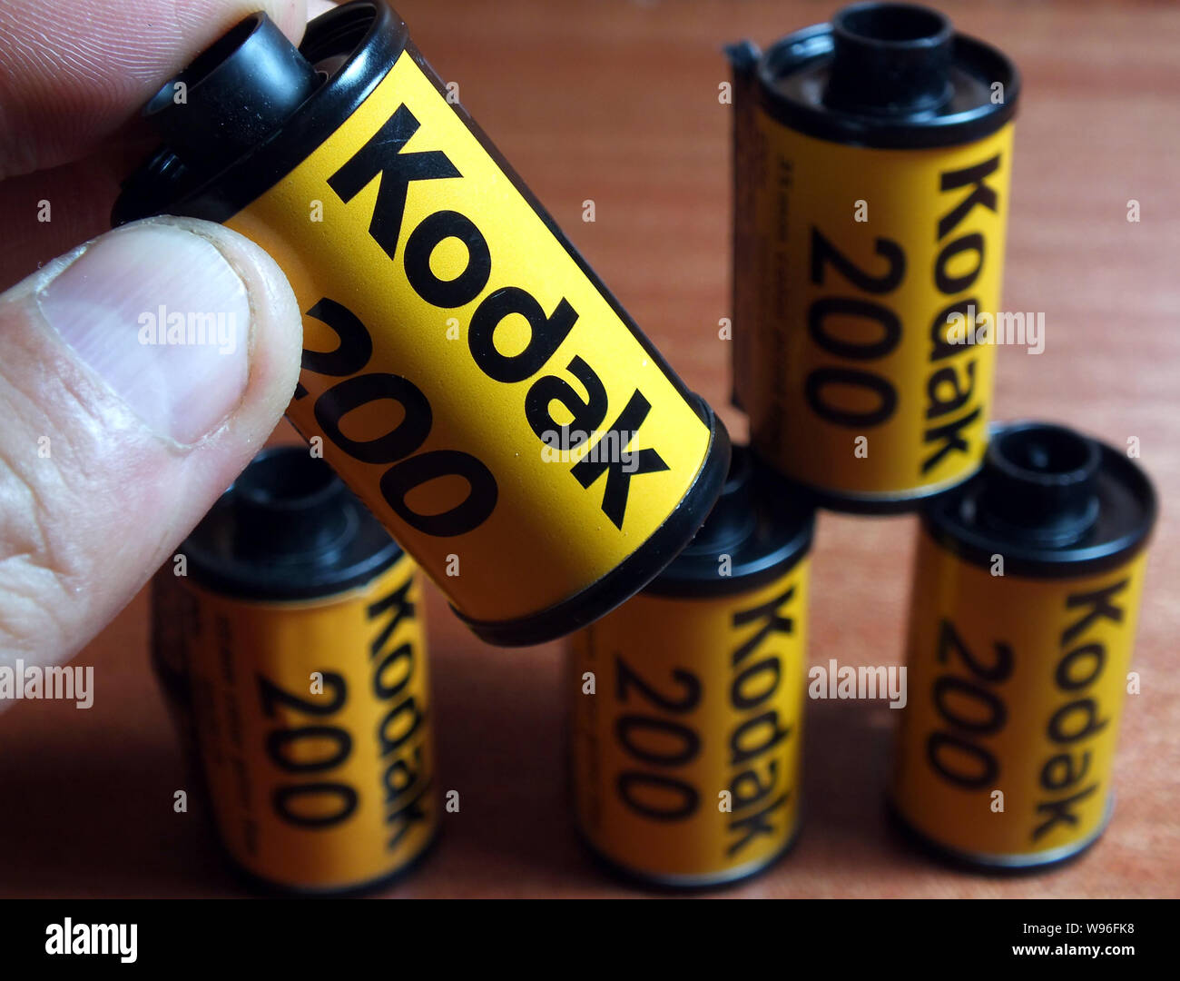 Empty Kodak film rolls are pictured at a photo printing shop in Yichang city, central Chinas Hubei province, 19 January 2012.   Eastman Kodak Co filed Stock Photo