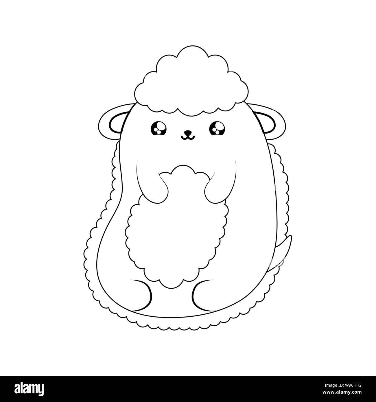 cute sheep baby animal kawaii style vector illustration design Stock ...