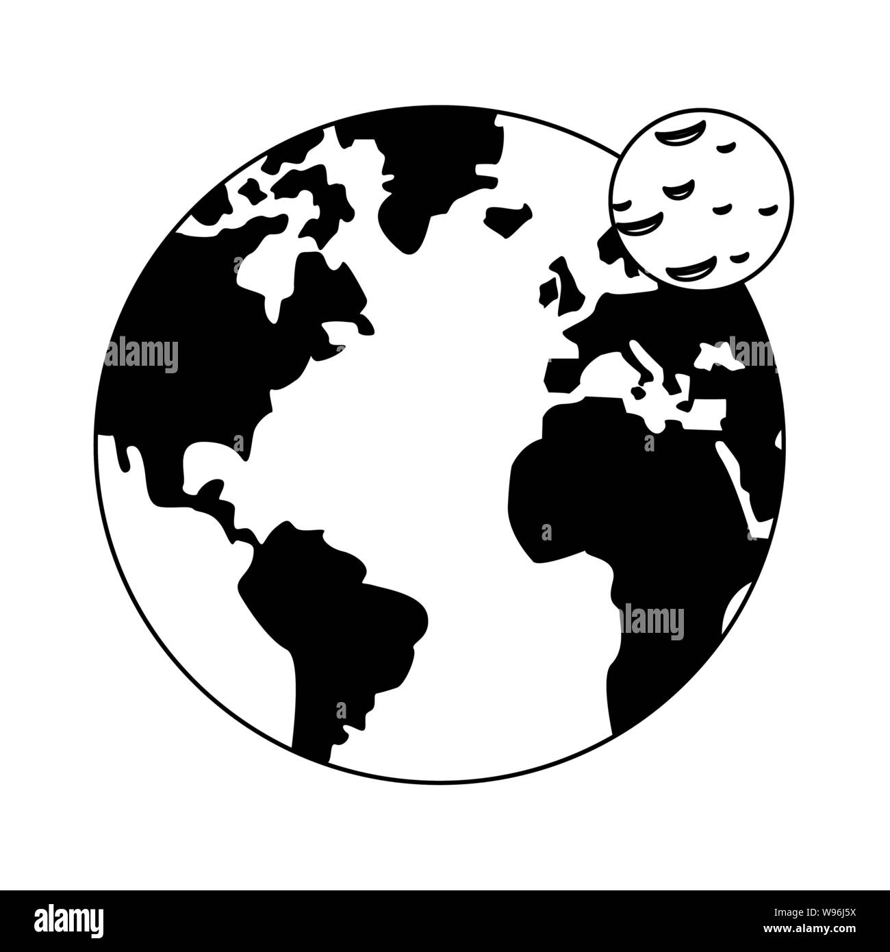 universe space galaxy astronomy cartoon in black and white Stock Vector ...