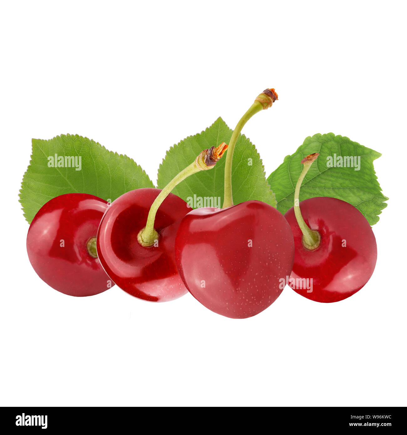 Fresh red cerries isolated on white background Stock Photo