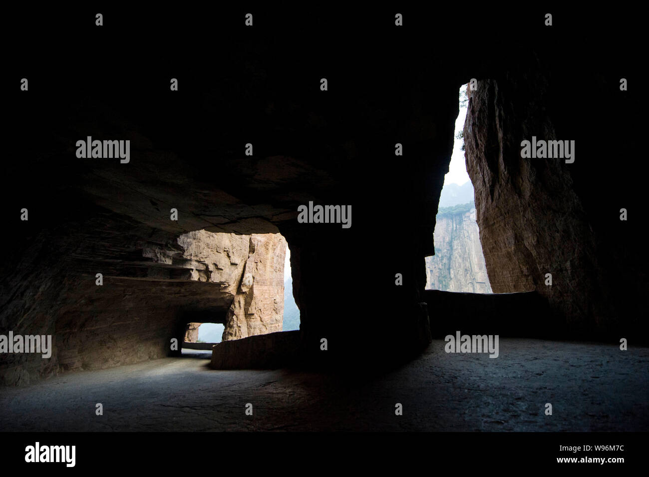 View of the Guoliang Tunnel in the Wanxian Mountain scenic spot in Huixian county, Xinxiang city, central Chinas Henan province, 28 July 2012.    The Stock Photo