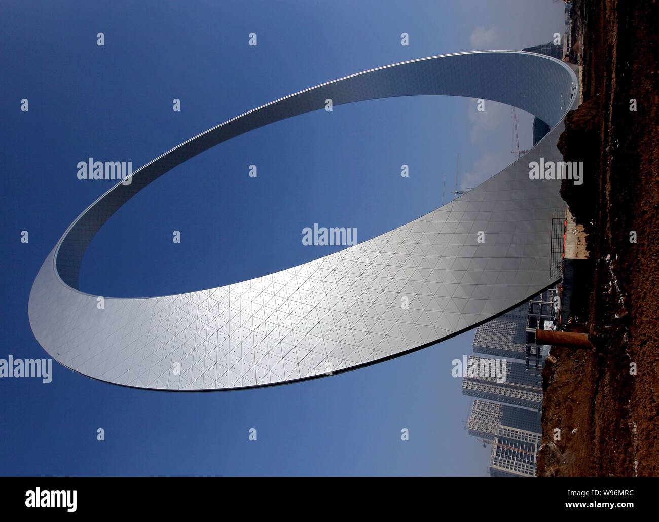 View of the steel loop, The Ring of Life, in Fushun city, northeast Chinas Liaoning province, 15 November 2012.  A 157-meter-hi Stock Photo