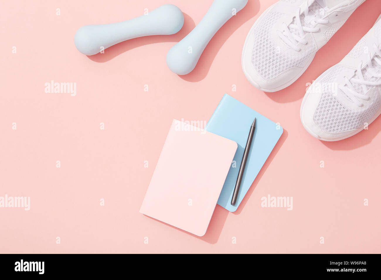 Pink sport flat lay with Stock Photo