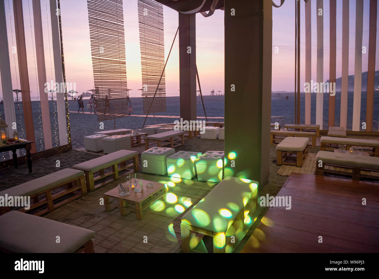 A reception atmosphere on a beach at sunset Stock Photo