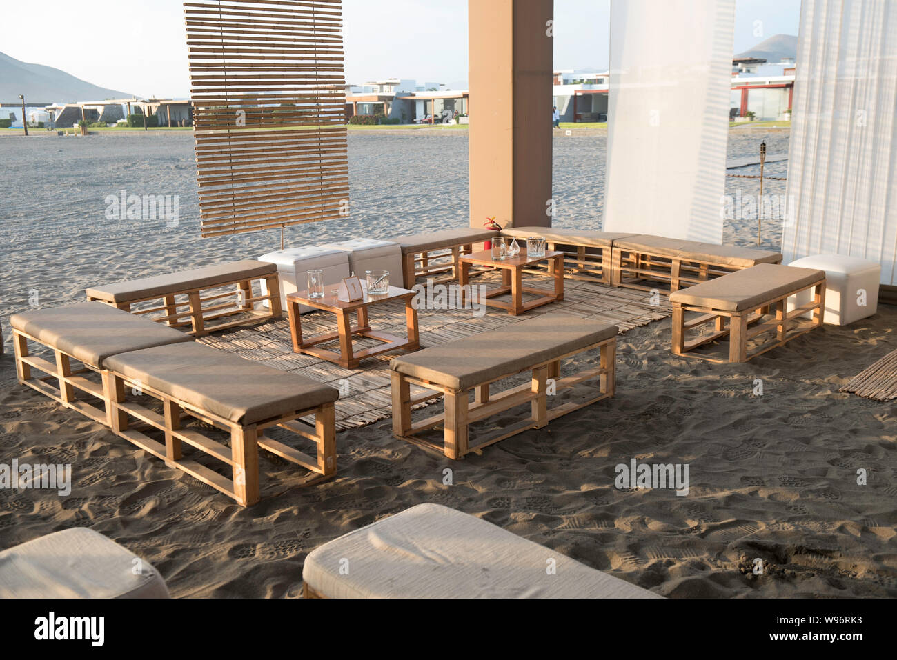 A reception atmosphere on a beach at sunset Stock Photo