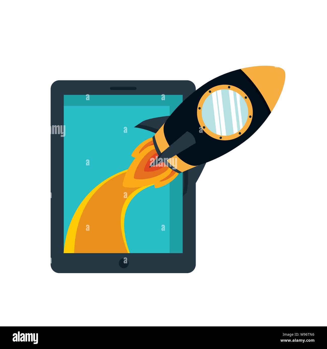 rocket coming out of smartphone screen Stock Vector Image & Art - Alamy