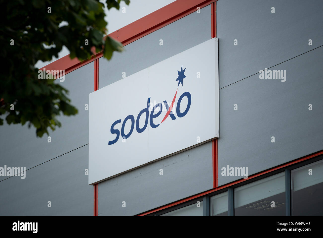 Signage for Sodexo offices in Salford Quays, Manchester, UK. Stock Photo