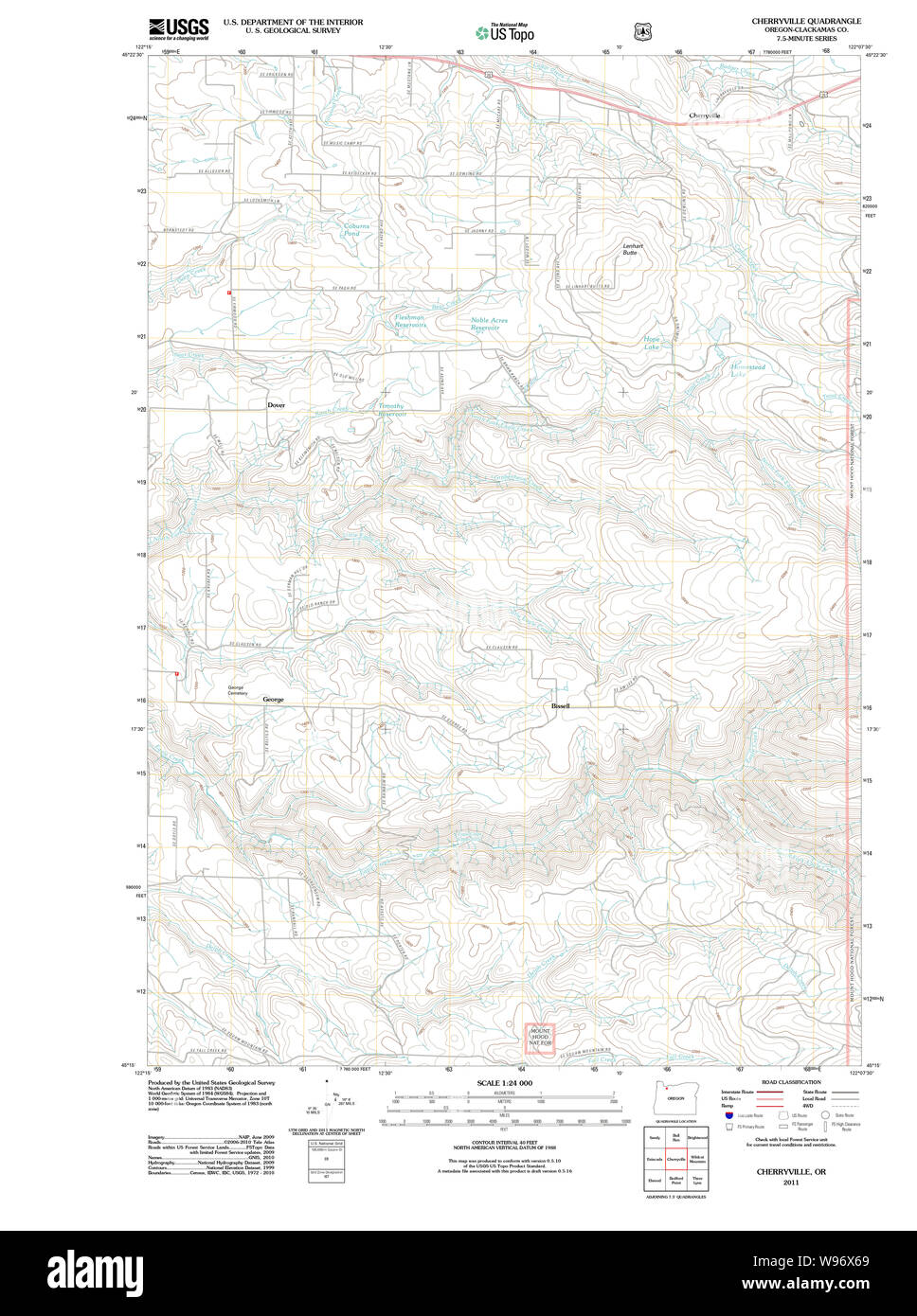 USGS Topo Map Oregon Cherryville 20110727 TM Restoration Stock Photo