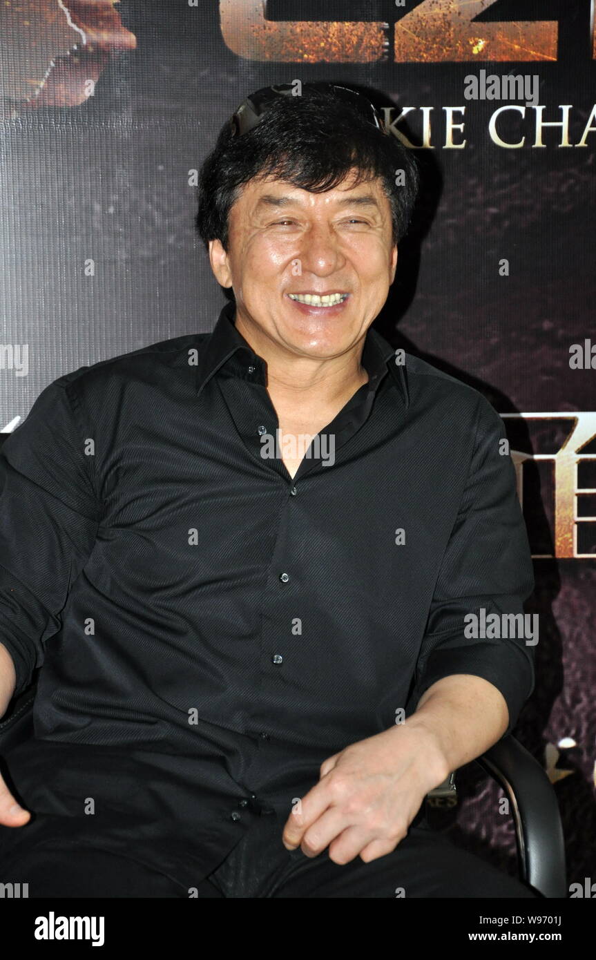 Hong Kong kungfu superstar Jackie Chan poses during a press