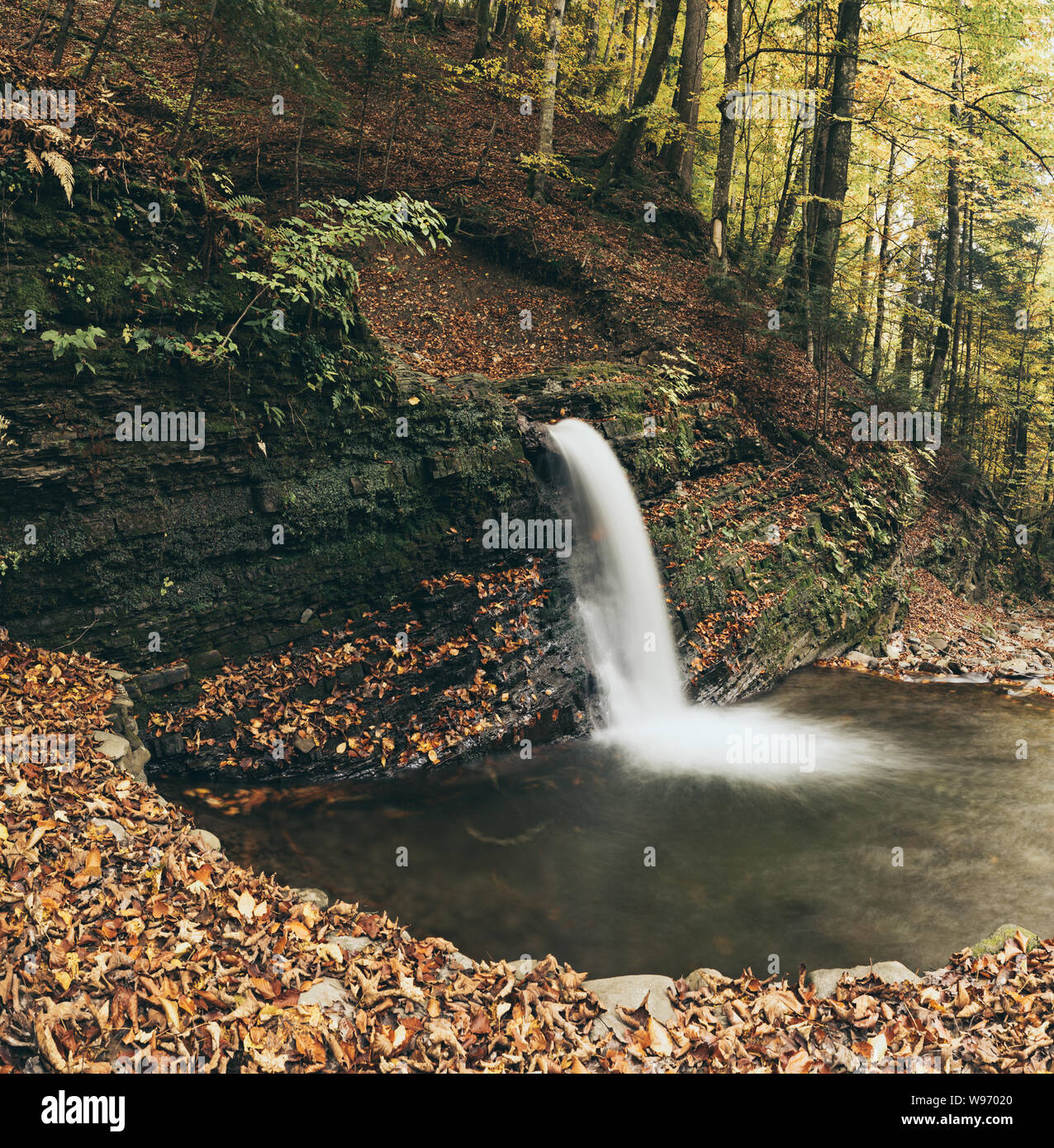 Autumn mountain waterfall Stock Photo - Alamy