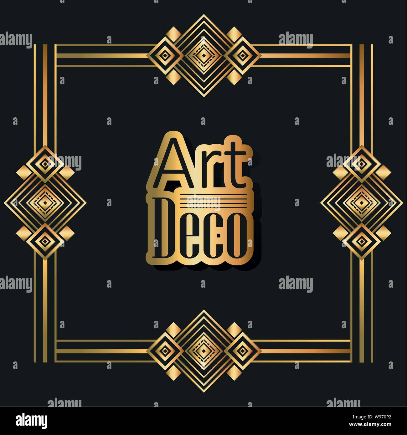 black background art deco frames vector illustration Stock Vector Image ...