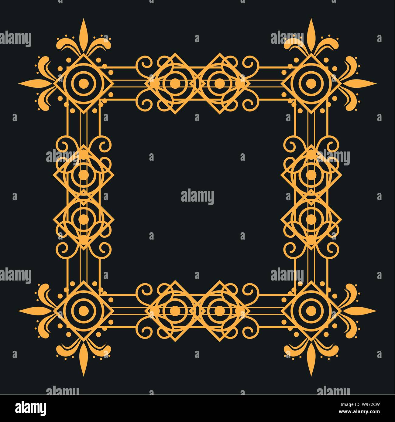 black background art deco frames vintage classic style vector